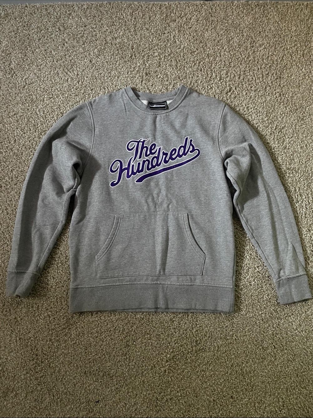 The Hundreds Gray Crewneck with Purple Logo